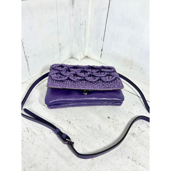 Patricia Nash Penley Raffia Straw Violet Flap Adjustable Crossbody Bag - Picture 13 of 13